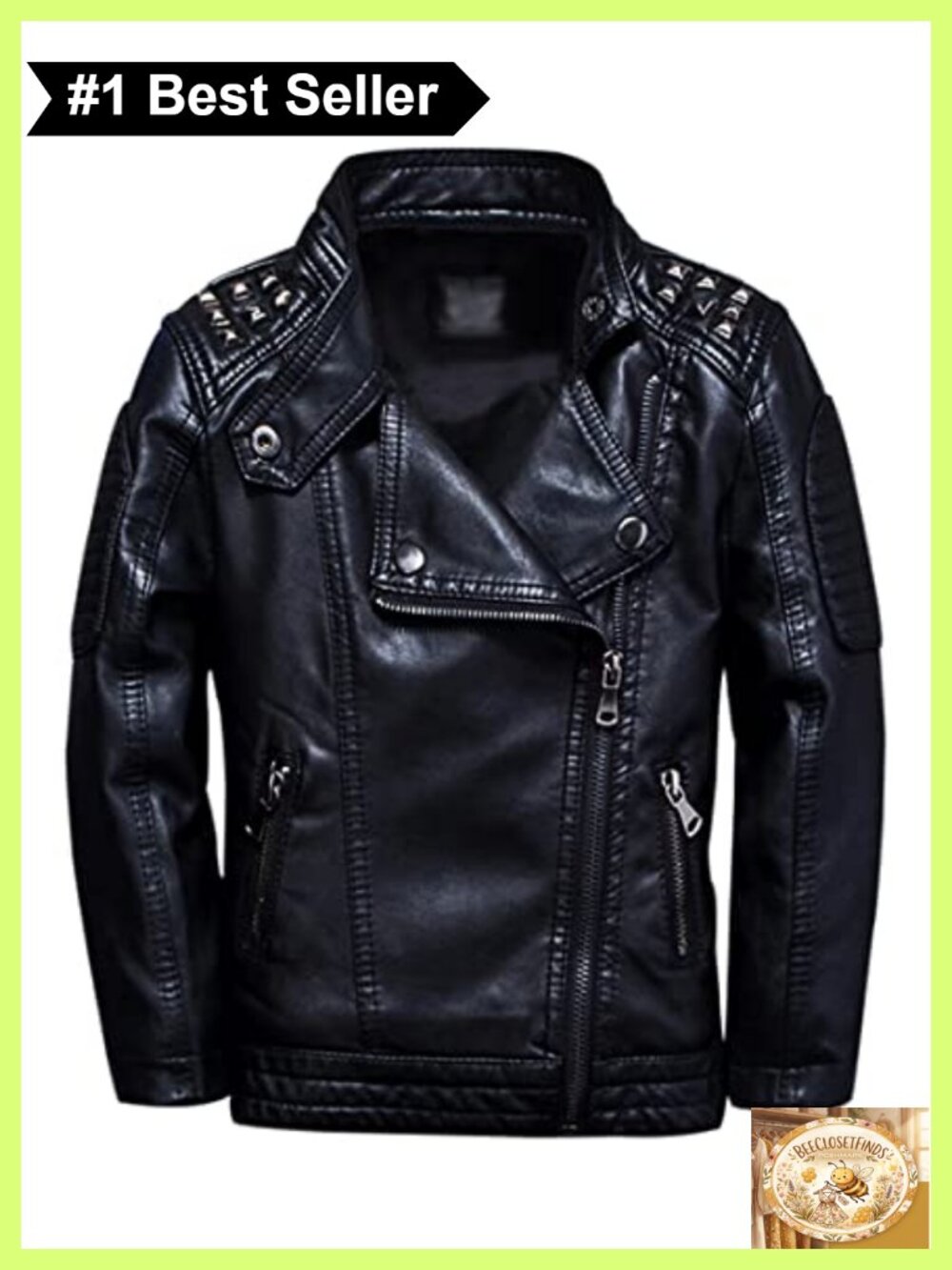 Boys Faux Leather Studded Moto Jacket